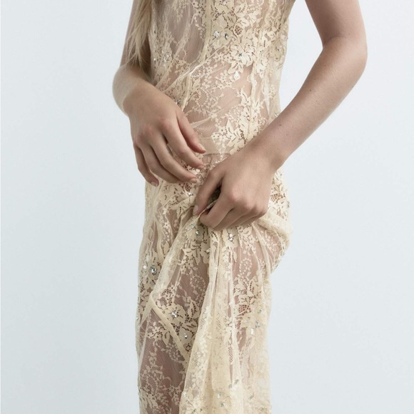 ZARA BEADED LACE DRESS - Picture 3 of 8